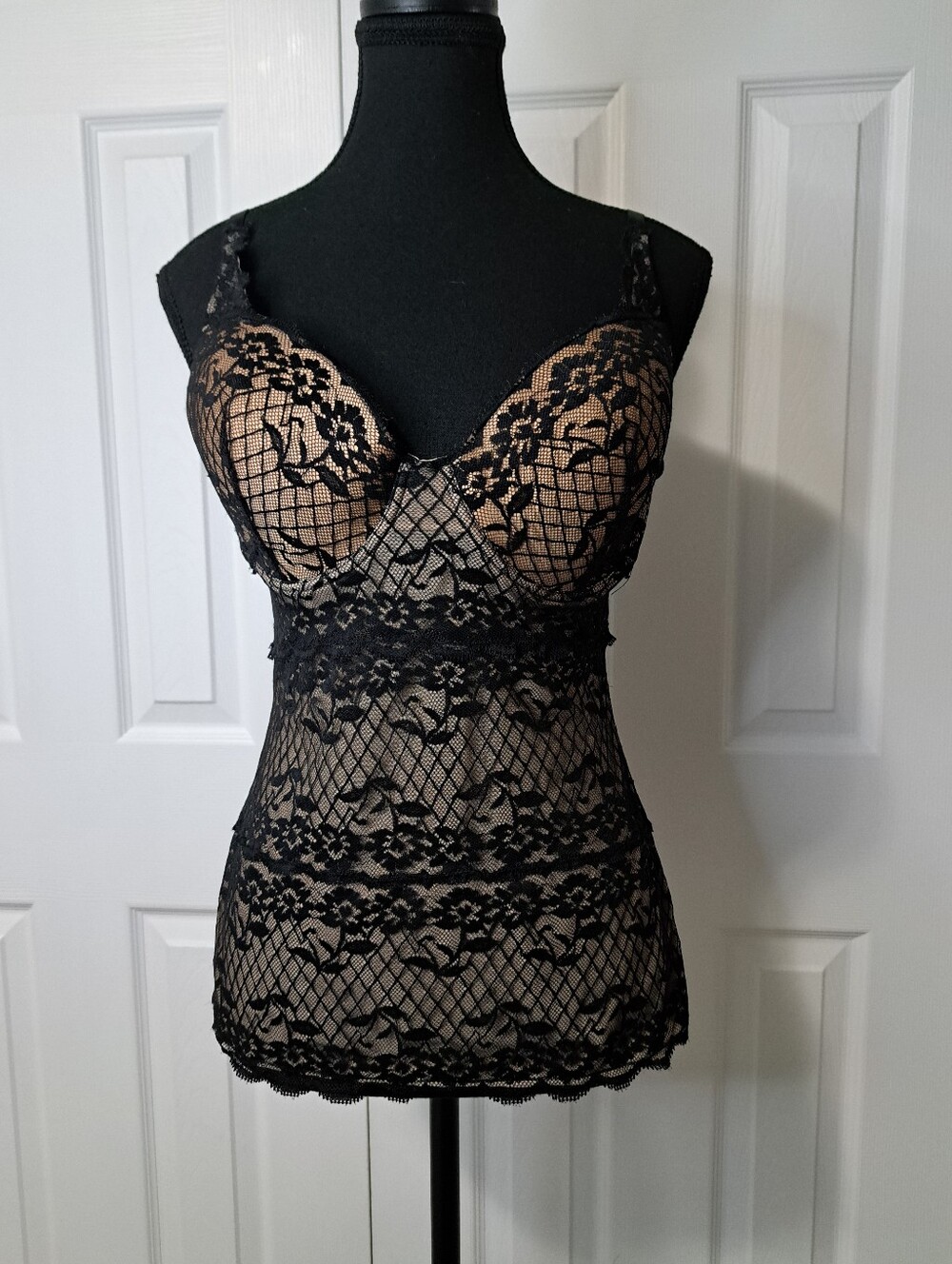 Skinnygirl Black Floral Lace Bustier Camisole Shaper Top 38B 38C Romantic Gothic